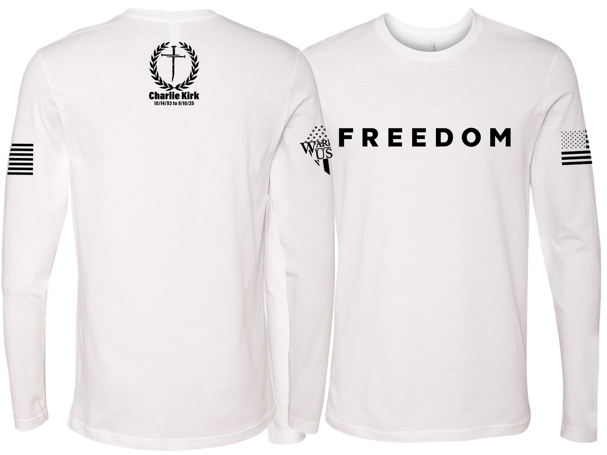 LS White Freedom Charlie Kirk Memorial Long Sleeve T-Shirt